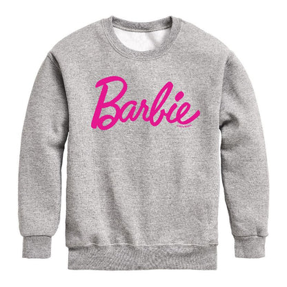 Boys' - Barbie - Classic Pink Logo Graphic Long Sleeve Fleece Sweatshirt