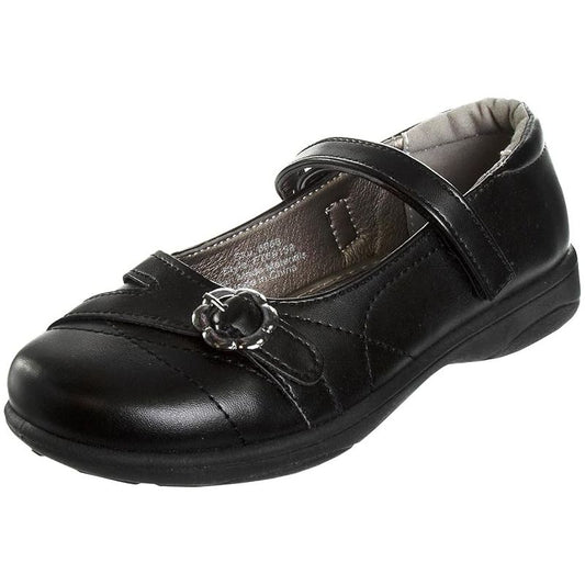 French Toast Toddler Girls School Shoes with Buckle Flower Details