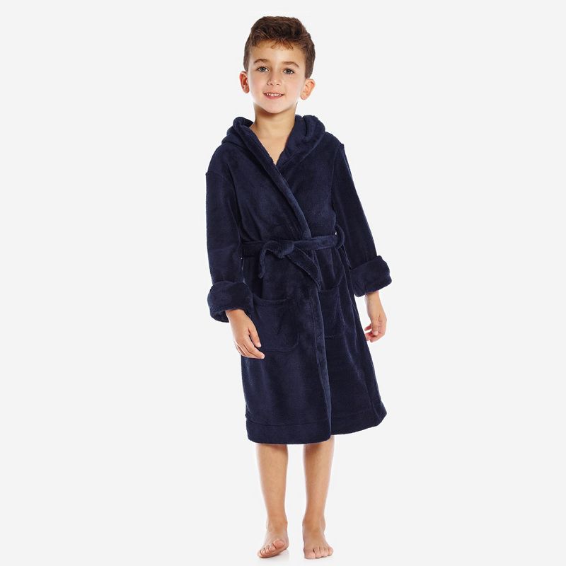 Leveret Kids Fleece Solid Color Hooded Robe (Part 2)