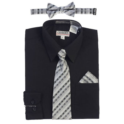 Gioberti Boy's Long Sleeve Dress Shirt and Plaid Tie Accessories Set (Part 2)