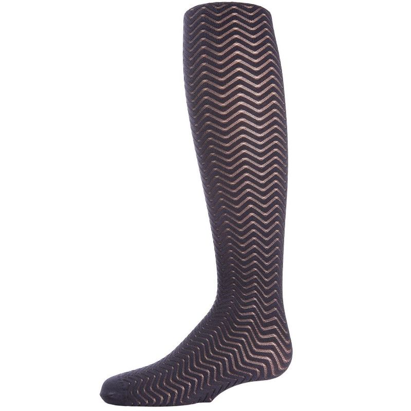 Memoi Girls' Chevron Wave Sheer Nylon Tights