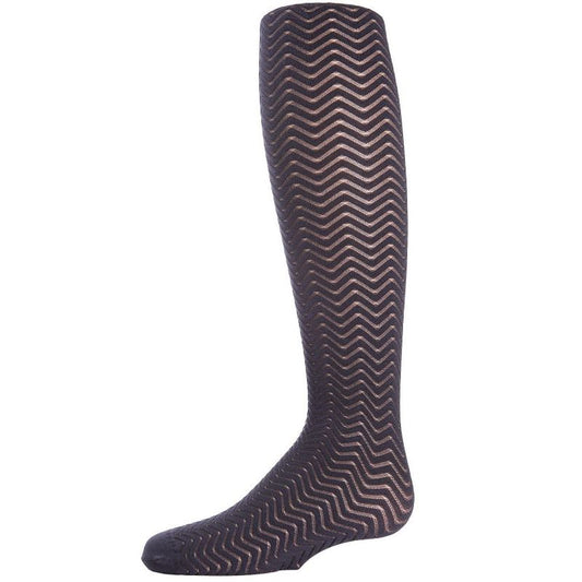 Memoi Girls' Chevron Wave Sheer Nylon Tights