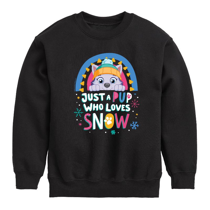 Boys' - Paw Patrol - Just A Pup Who Loves Snow Graphic Long Sleeve Fleece Sweatshirt