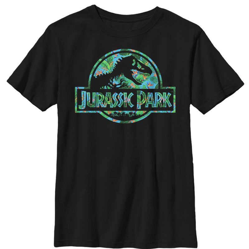 Boy's Jurassic Park Floral T Rex Logo T-Shirt
