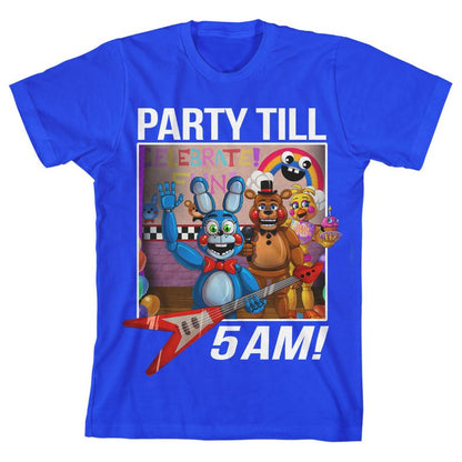 تي شيرت أزرق ملكي للأولاد من مجموعة Five Nights at Freddy's Party Till 5 AM