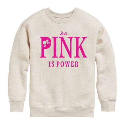 Boys' - Barbie - Pink Is Power Graphic Long Sleeve Fleece Sweatshirt