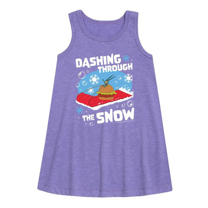 Girls' - SpongeBob SquarePants - Dashing Through The Snow Graphic Sleeveless Aline Dress