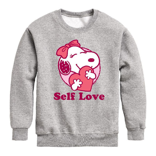 Boys' - Peanuts - Self Love Belle Graphic Long Sleeve Fleece Sweatshirt
