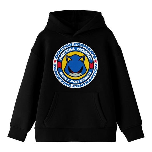 Sonic The Hedgehog Metal Sonic Long Sleeve Youth Black Hooded Sweatshirt