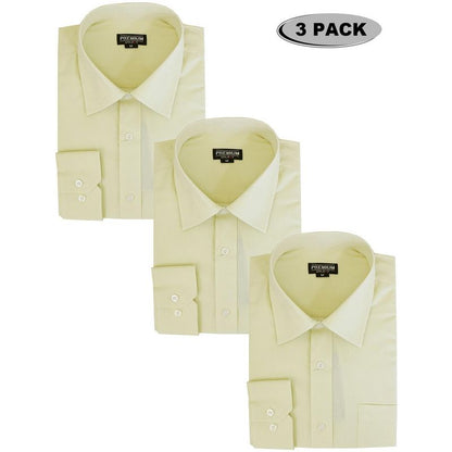Galaxy Authentic Boy’s Long Sleeve Button Down Dress Shirt-3 Pack