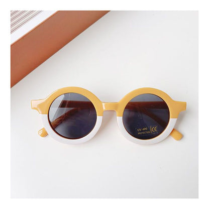 MyKids-Usa Girls Color Patchwork Design Round Frame Sunglasses