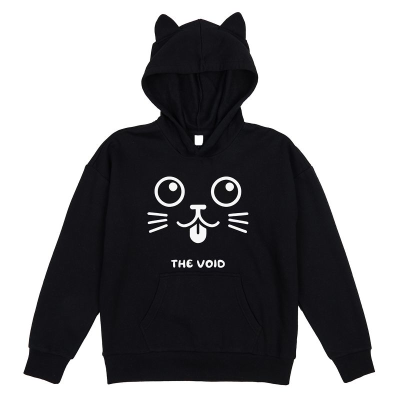 The Void Big Cat Face Youth Girl's Black Long Sleeve Cosplay Hoodie With 3D Hoodie