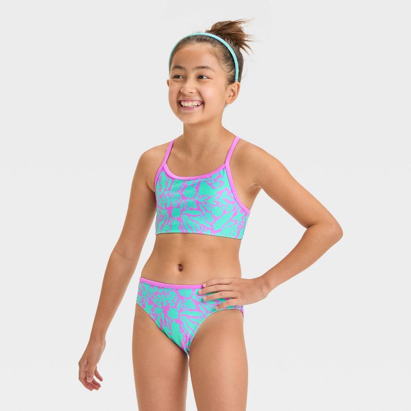 Girls' Wave Printed Bikini Set - Cat & Jack™ Aqua Green