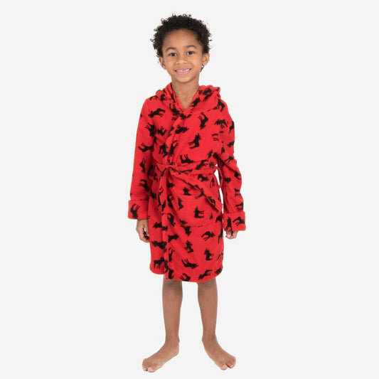 Leveret Kids Fleece Hooded Christmas Robe