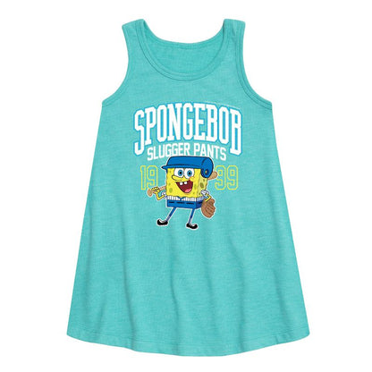 Girls' - SpongeBob SquarePants - SpongeBob Slugger Pants Graphic Sleeveless Aline Dress