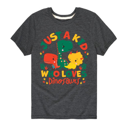 تي شيرت جرافيكي بأكمام قصيرة من فيشر برايس للأولاد - مجرد طفل يحب الديناصورات