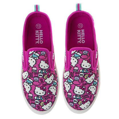 Sanrio Hello Kitty girls Low Top Sneakers - Casual Fashion Laceless Slip on Canvas Shoes