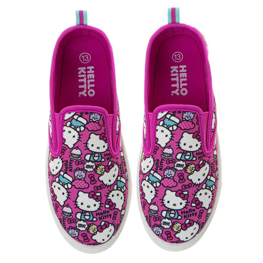 Sanrio Hello Kitty girls Low Top Sneakers - Casual Fashion Laceless Slip on Canvas Shoes