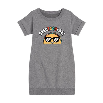 Girls' - Instant Message - Spectacolar Graphic Short Sleeve Fleece Dress