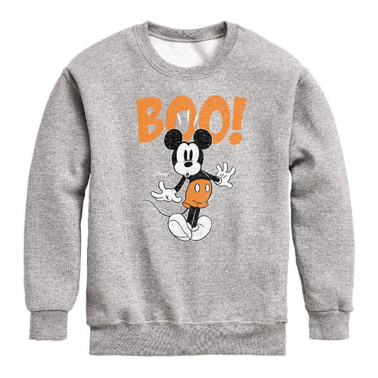 Boys' - Disney - Mickey Scared Graphic Long Sleeve Fleece Sweatshirt