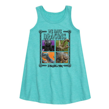 Girls' - How to Train Your Dragon - We Have Dragons Graphic Sleeveless Aline Dress