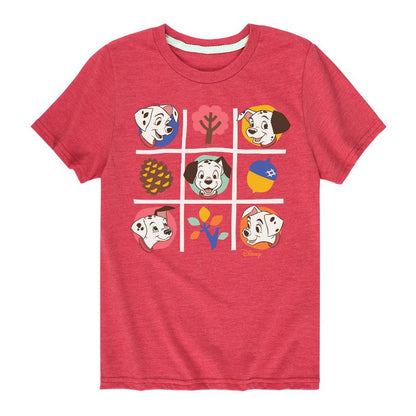 Boys' - 101 Dalmatians - Tic Tac Toe Grid of Puppies Short Sleeve Graphic T-Shirt