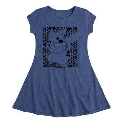Girls' - Pokémon - Pikachu Pattern Fit & Flair Cap Sleeve Dress