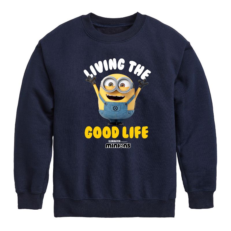 Boys' - Despicable Me Minions - Living The Good Life Graphic Long Sleeve Fleece Sweatshirt