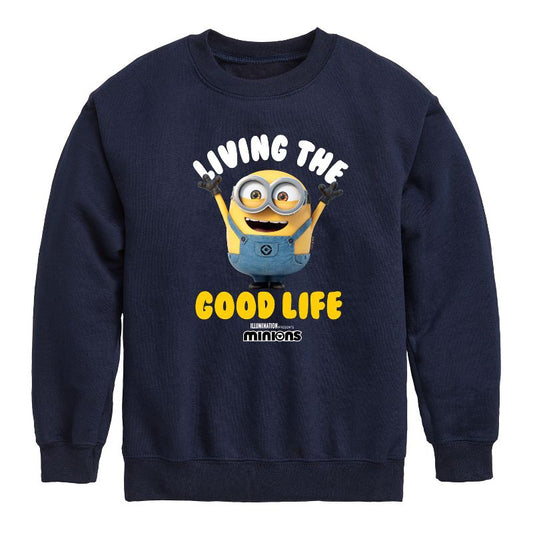 Boys' - Despicable Me Minions - Living The Good Life Graphic Long Sleeve Fleece Sweatshirt