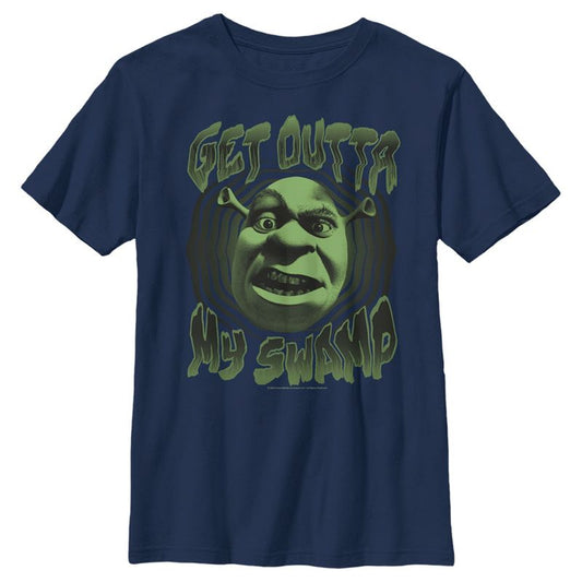 Boy's Shrek Get Outta My Swamp Shrek Face T-Shirt