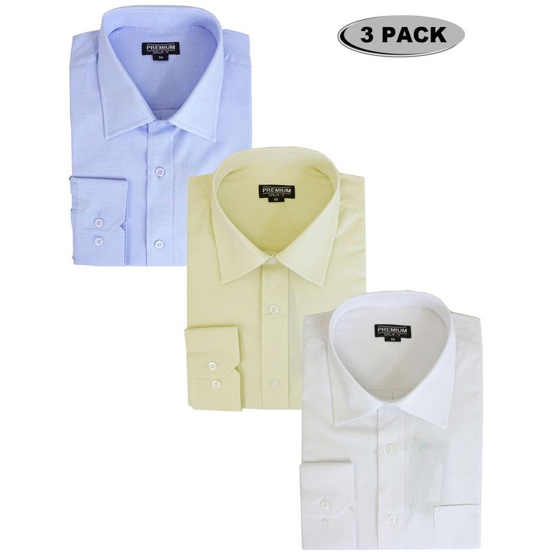 Galaxy Authentic Boy’s Long Sleeve Button Down Dress Shirt-3 Pack