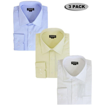 Galaxy Authentic Boy’s Long Sleeve Button Down Dress Shirt-3 Pack