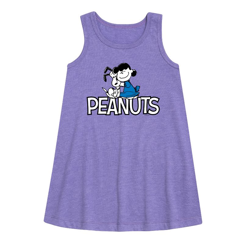 Girls' - Peanuts - Snoopy And Lucy Graphic Sleeveless Aline Dress