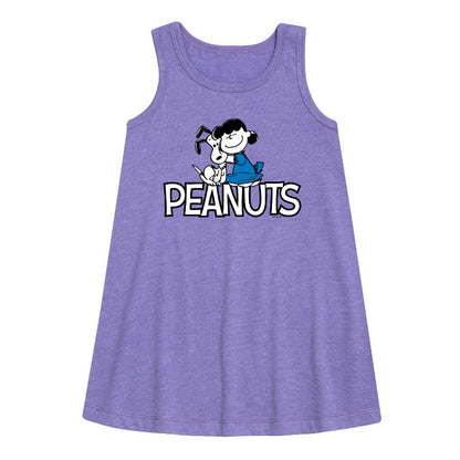 Girls' - Peanuts - Snoopy And Lucy Graphic Sleeveless Aline Dress