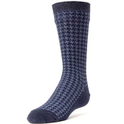 Memoi Boys' Houndstooth Mercerized Cotton Dress Socks