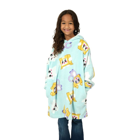 LankyBox All-Over Character Print Long Sleeve Youth Blue Hooded Sweatshirt