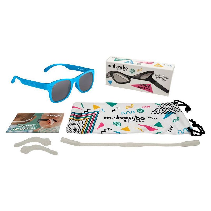 Roshambo Bend-in-Half Flexible Kids Sunglasses | Made in Italy | Polarized UV400 Lens | Carrying Sleeve, Silicone Strap & Ear Locks Included!