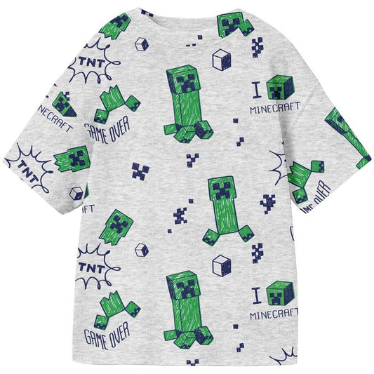 Minecraft Creepers & TNT All-Over Print Youth Athletic Heather Crew Neck Short Sleeve T-shirt