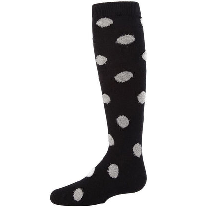 Memoi Fun & Fuzzy Girls Polka Dot Cotton Blend Knee Socks