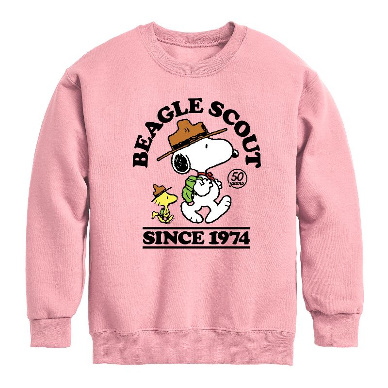 Boys' - Peanuts - Beagle Scout Since 1974 Graphic Long Sleeve Fleece Sweatshirt