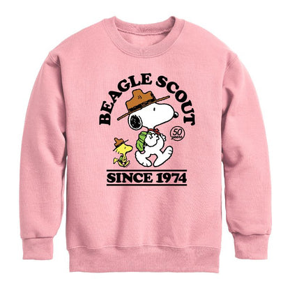 Boys' - Peanuts - Beagle Scout Since 1974 Graphic Long Sleeve Fleece Sweatshirt
