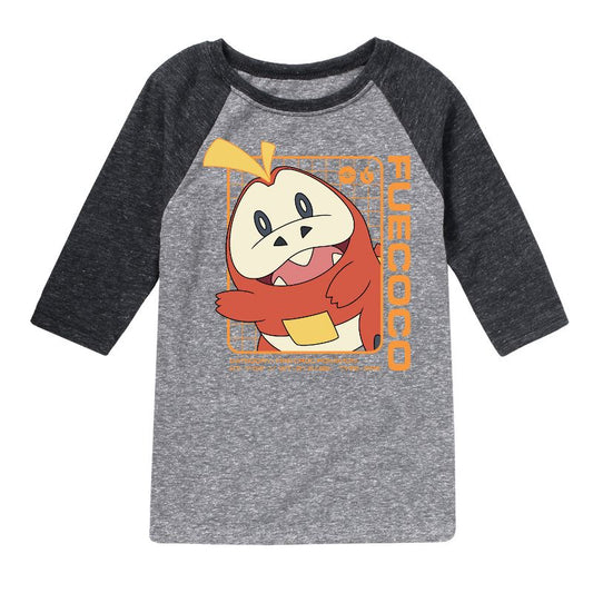 Boys' - Pokémon - Fuecoco Stats Raglan Graphic T-Shirt