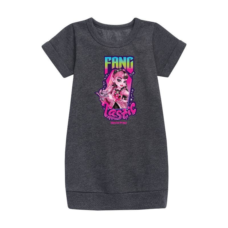 Girls' - Mattel - Draculaura Is Fangtastic Graphic Short Sleeve Fleece Dress
