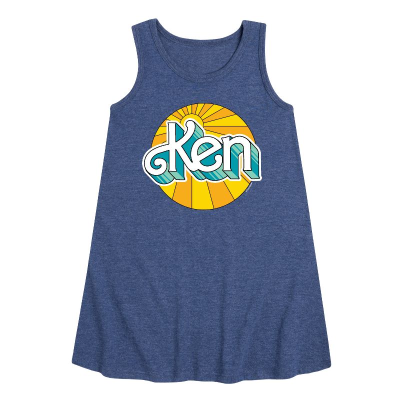 فستان كين جرافيكي بدون أكمام للفتيات - باربي - خط مستقيم