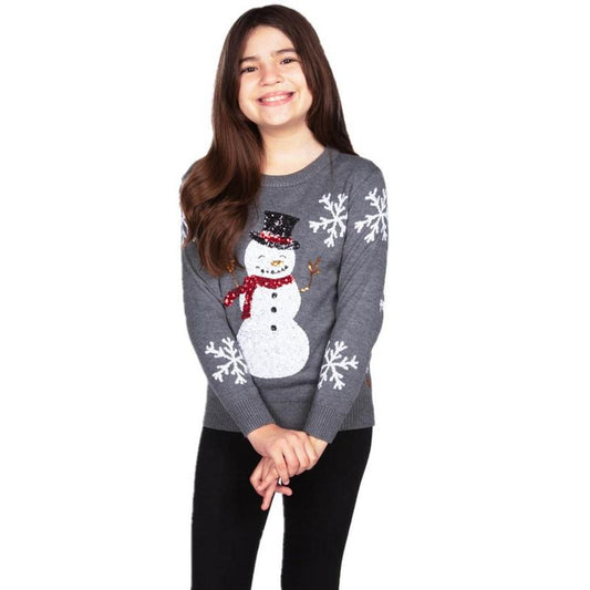 Tipsy Elves Kid's Sequined Snow Day Ugly Christmas Sweater - Funny Ugly Christmas Sweater for Holiday Parties