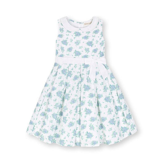 Hope & Henry Heirloom Girls' Linen Sleeveless Peter Pan Collar Tea Dress with Waist Sash, Kids