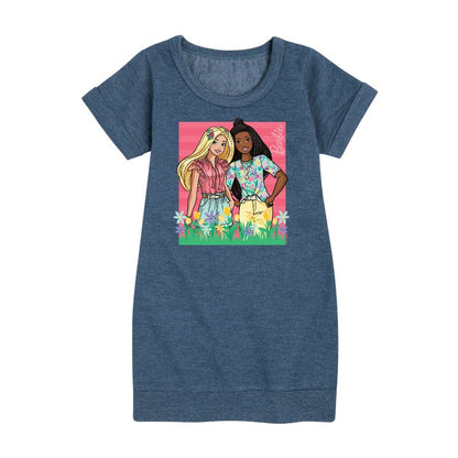 فستان باربي - عيد الفصح الجرافيكي - بأكمام قصيرة - للبنات