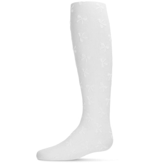 Memoi Women's Flocked Sassy Bow Nylon Tights