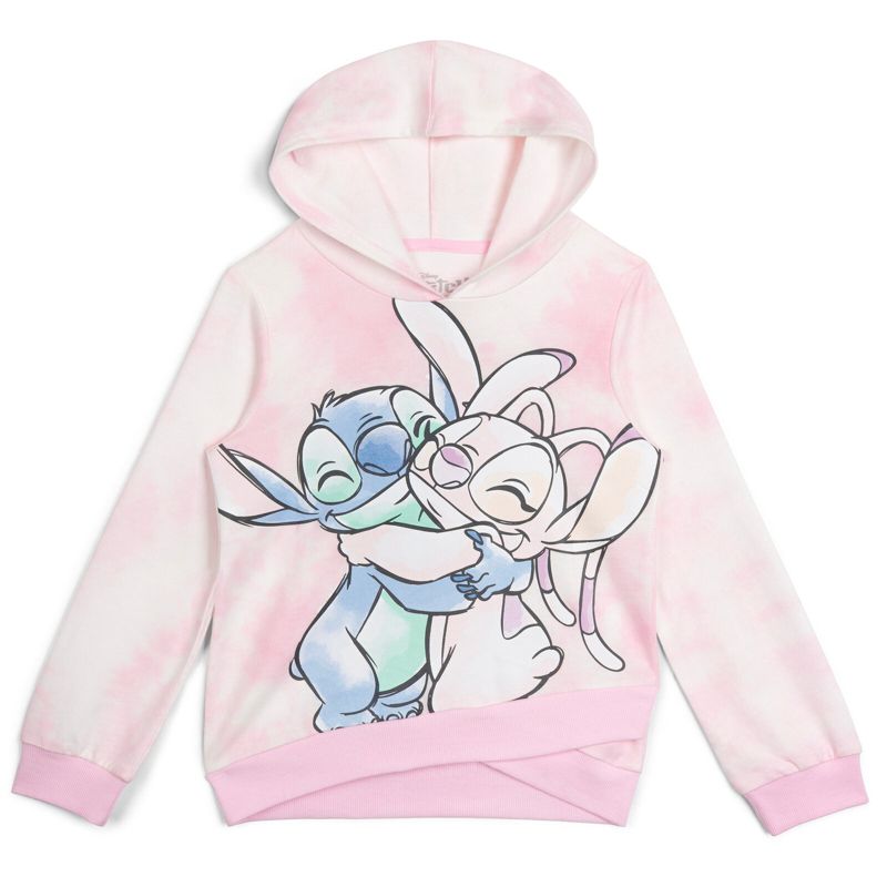 Disney Lilo & Stitch Girls French Terry Pullover Crossover Hoodie Little Kid to Big Kid