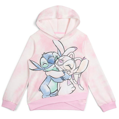 Disney Lilo & Stitch Girls French Terry Pullover Crossover Hoodie Little Kid to Big Kid